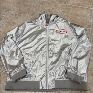Hunter for Target Silver Metallic Hooded Bomber Space Jacket Unisex XXL Zip Up